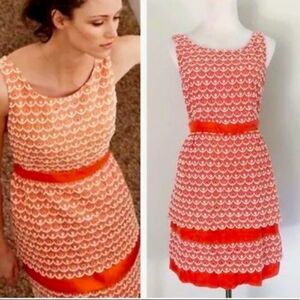 Anthropologie Leifsdottir Dress Sweet Tangelo Orange White Tiered Dress Size 2